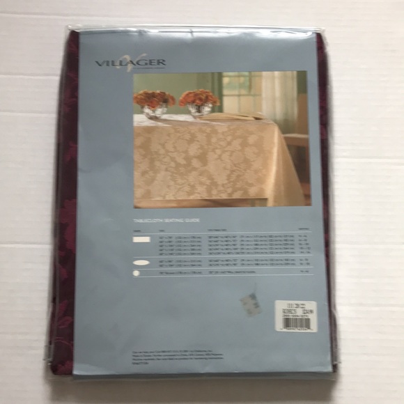 VILLAGER Liz Claiborne Rectangle Maroon Damask Tablecloth 52x70in - Picture 3 of 6